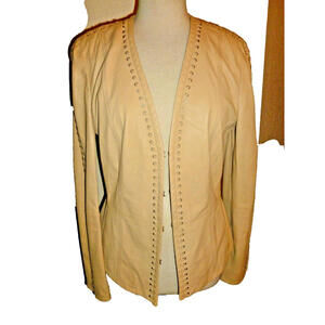 Basler Lambskin Leather Beige Jacket Coat sz 38‎ S Small